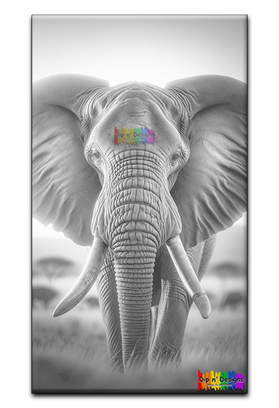 African Bush Elephant Close-up uncolored - Dip n' Designs - Colored Pencil Wall Art