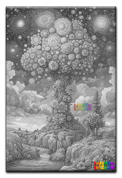 Artistic Tree uncolored - Dip n' Designs - Colored Pencil Wall Art