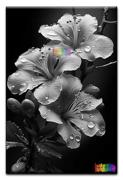 Azalea Flowers 3 uncolored - Dip n' Designs - Colored Pencil Wall Art