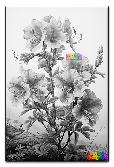 Azalea Flowers uncolored - Dip n' Designs - Colored Pencil Wall Art