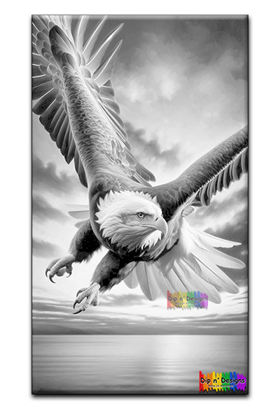 Bald Eagle Flying uncolored - Dip n' Designs - Colored Pencil Wall Art