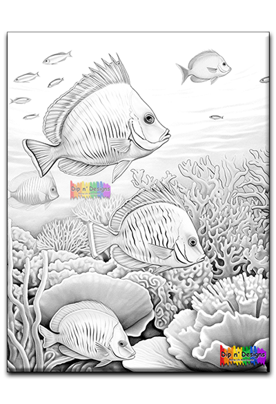 Butterflyfish Wall Art uncolored - Dip n' Designs - Colored Pencil Wall Art