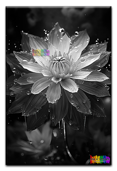 Dahlia Flower Closeup uncolored - Dip n' Designs - Colored Pencil Wall Art