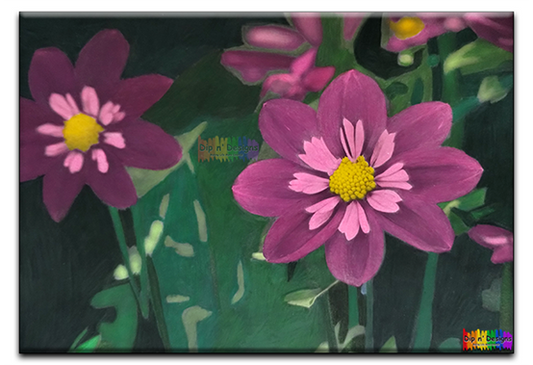 Dahlia Flowers - Dip n' Designs - Colored Pencil Wall Art