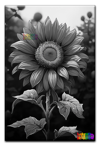 Daisy Flower Wall Art uncolored - Dip n' Designs - Colored Pencil Wall Art