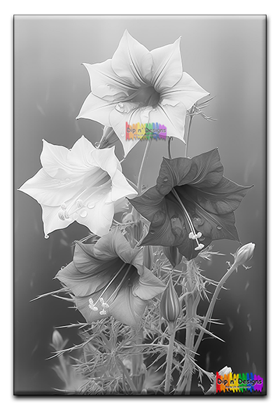 Datura Flowers Wall Art uncolored - Dip n' Designs - Colored Pencil Wall Art