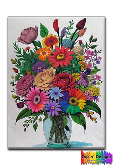 Flower bouquet - Dip n' Designs - Colored Pencil Wall Art