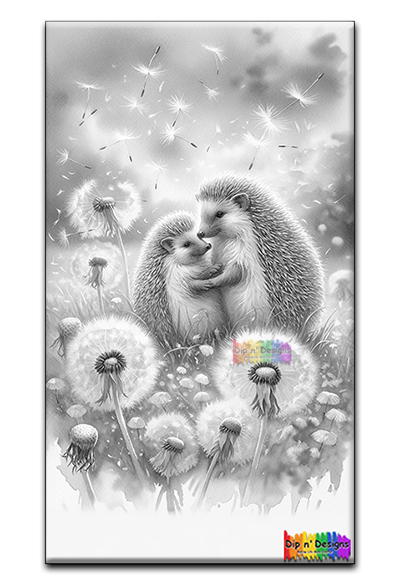 Hedgehog Love uncolored - Dip n' Designs - Colored Pencil Wall Art