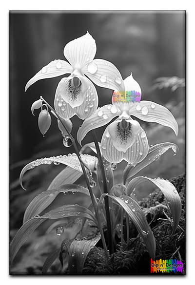 Lad Slipper Orchids uncolored - Dip n' Designs - Colored Pencil Wall Art