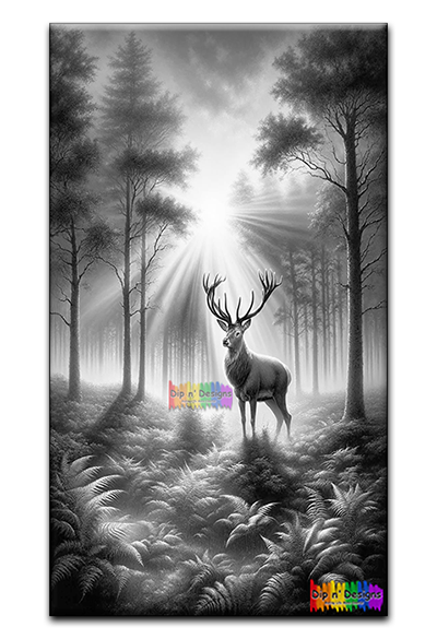 Male Deer Wall Art 3 uncolored - Dip n' Designs - Colored Pencil Wall Art