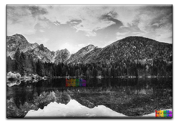 Mountain Scene uncolored - Dip n' Designs - Colored Pencil Wall Art