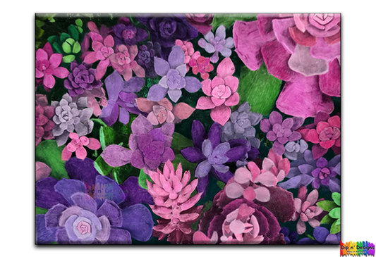 Pink and Purple Flowers - Dip n' Designs - Colored Pencil Wall Art