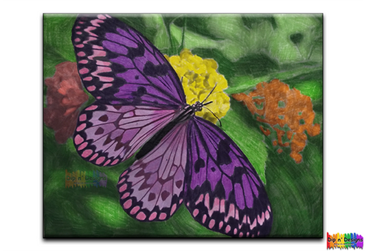 Purple Monarch Butterfly - Dip n' Designs - Colored Pencil Wall Art