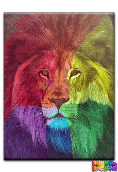 Rainbow Lion - Dip n' Designs - Colored Pencil Wall Art