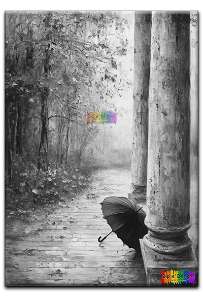 Rainy Day in Fall uncolored - Dip n' Designs - Colored Pencil Wall Art