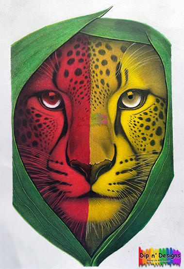Rasta Cheetah - Dip n' Designs - Colored Pencil Wall Art