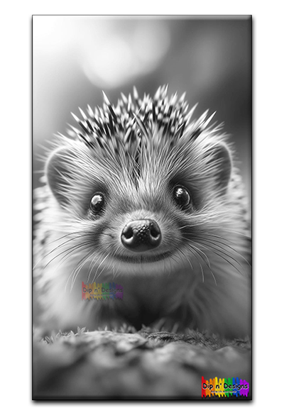 Smiling Hedgehog uncolored - Dip n' Designs - Colored Pencil Wall Art