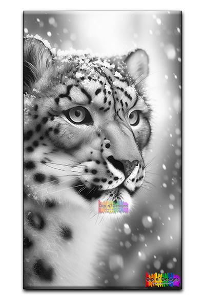 Snow Leopard 2 uncolored - Dip n' Designs - Colored Pencil Wall Art