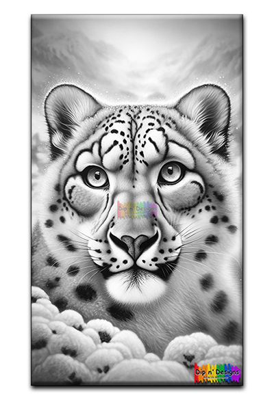 Snow Leopard uncolored - Dip n' Designs - Colored Pencil Wall Art