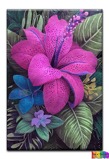 Tiger Lily and Plumeria flowers - Dip n' Designs - Colored Pencil Wall Art