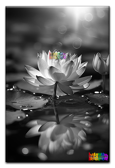 Water Lily Flower 3 uncolored - Dip n' Designs - Colored Pencil Wall Art